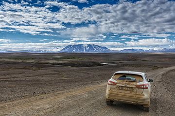 Een 4x4 in het IJslands landschap van Menno Schaefer