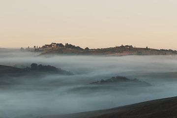Morning mist over the Tuscan landscape by Besa Art