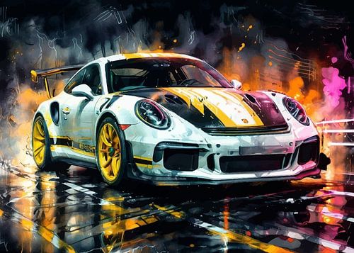 Porsche 911 GT3 RS Wit met oranje en zwarte strepen