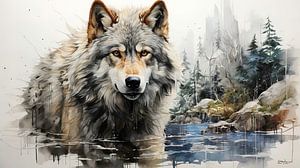 Zeichnung eines Wolfes
