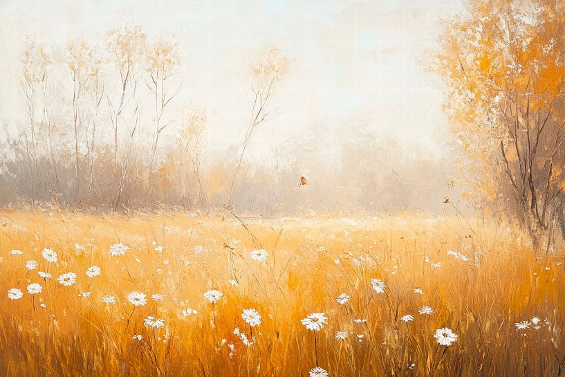 Herbstfeld mit Gänseblümchen von Poster Art Shop