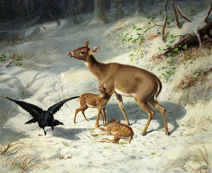 Arthur Fitzwilliam Tait,Maternal Solicitude, 1873 van finemasterpiece