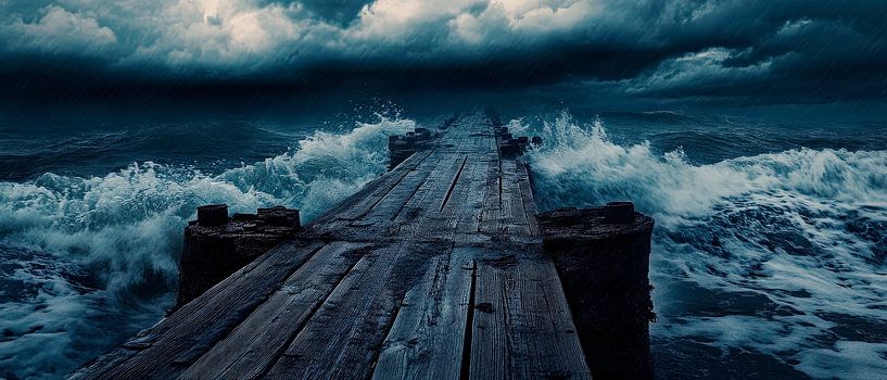 Sturm über dem Holzsteg – Dramatisch von Poster Art Shop