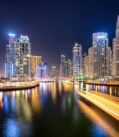 Light trails in Dubai Marina by Rene Siebring