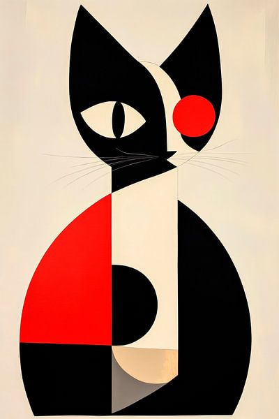 Creative cat shape in black and red by Poster Art Shop