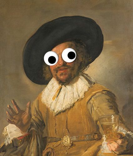 The Happy Drinker with wobbly eyes by Fela de Wit