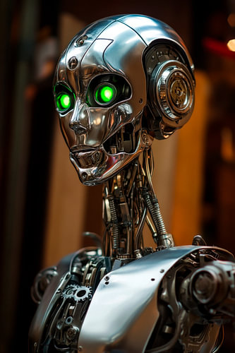 Futuristic robot head