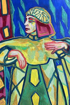 Woman with green cloak by Helia Tayebi Art