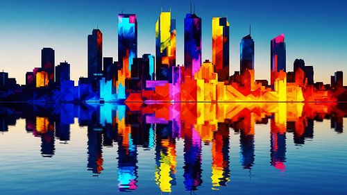 Neon Skyline Reflecties