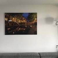 Klantfoto: Oudegracht in Utrecht met Gaardbrug van Donker Utrecht, op canvas