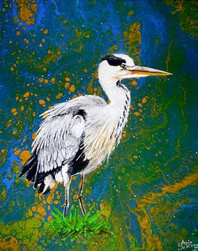 Blauwe reiger van Anja Semling