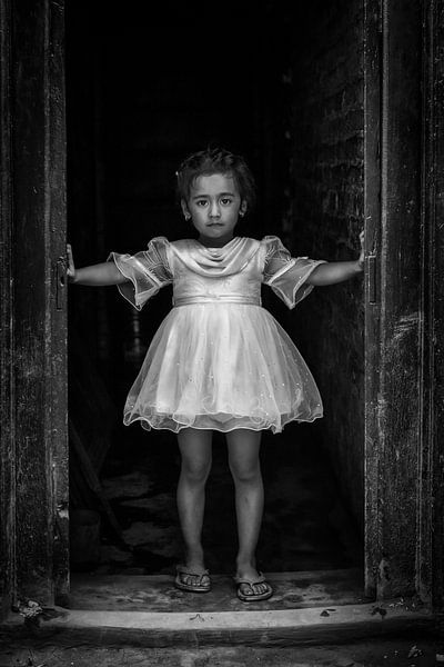 Nepali girl dressed as ballet dancer in tutu in Kathmandu Nepal by Wout Kok