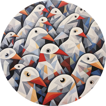 Schilderij Abstracte Vogels | Gevederde Geometrie