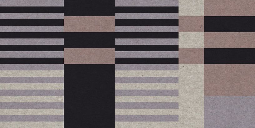 Geometrisches Retro-Muster. Bauhaus-Stil. Streifen in neutralen Farben, von Dina Dankers