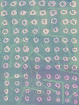 Modern abstract in pastelroze en blauw