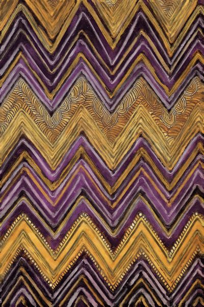 Wavy Lines in Ochre and Purple by Whale & Sons