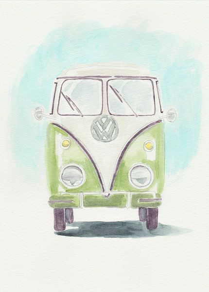 Retro Volkswagen Lieferwagen grün von Yvette Stevens