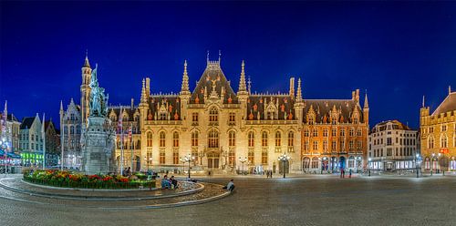 Market square with monument in Ghent Belgium
