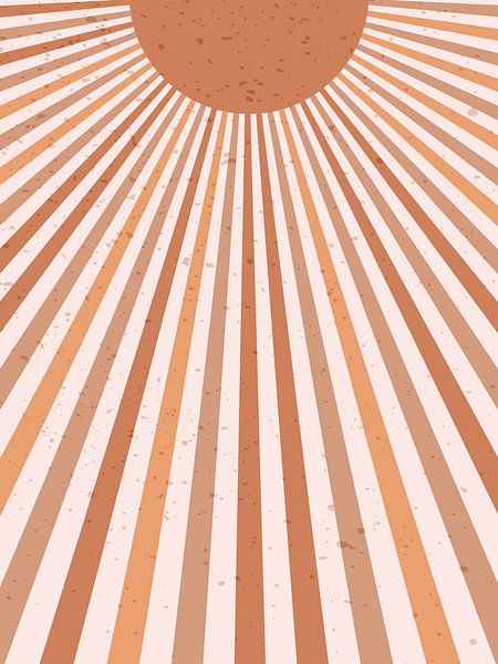 Affiche de style bohème d'inspiration rétro. Le soleil dans des couleurs chaudes. Art abstrait  par Dina Dankers