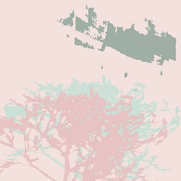 Mintgroen, roze, salie en wit. Zachte en tedere botanische kunst in pasteltinten. van Dina Dankers