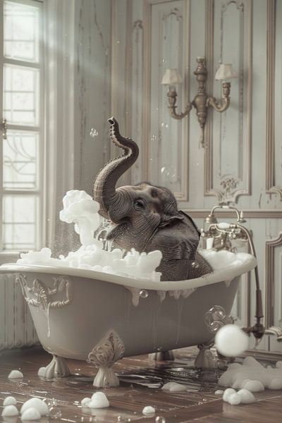 Elephant in the bathtub by Poster Art Shop