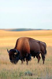 Bison dans la prairie sur Poster Art Shop