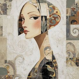 Frau mit Hut | Abstraktes Frauenporträt mit Hut