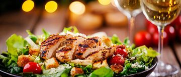 Gegrilde kip op frisse salade - Elegant van Poster Art Shop