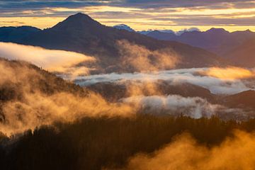 Bergen in de mist van Martin Wasilewski