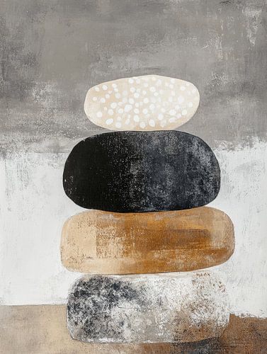 Gestapelde stenen in Japandi stijl