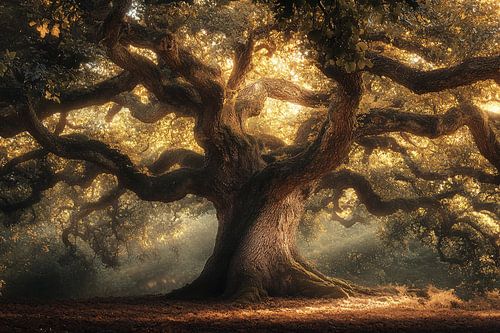 Majestueuze boom in zonlicht