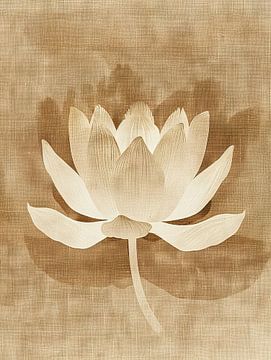 Bloemenschilderij Beige | Silent Lotus Elegance van Modern Collection