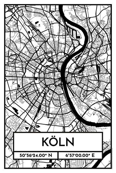 Köln – City Map Design Stadtplan Karte (Retro) von ViaMapia