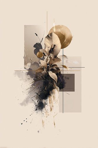 Coffee Leaf | Modern Botanical with Golden Touch by ARTEO Paintings