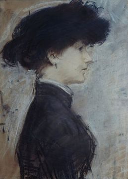 Paul César Helleu - Portret van een vrouw in profiel van Peter Balan