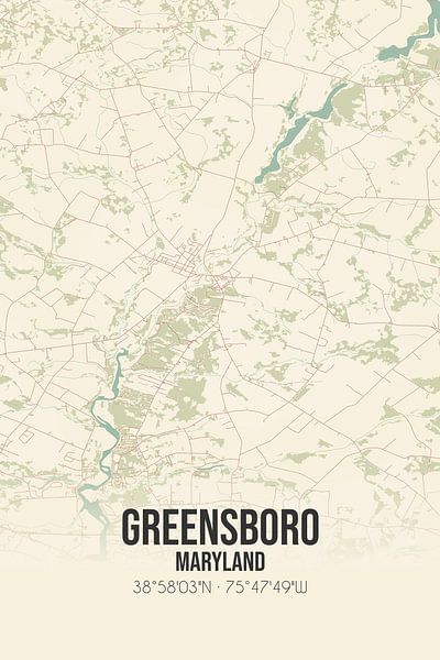 Alte Karte von Greensboro (Maryland), USA. von Ortsdrucke