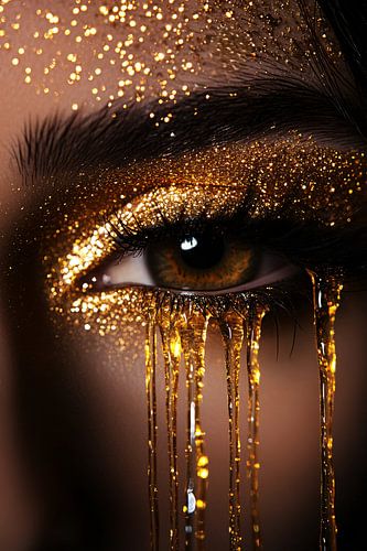 Oog met gouden glitters