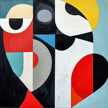 Abstracte vormen rood-zwart van TheXclusive Art