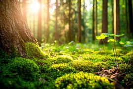 Morning sun in the forest by Poster Art Shop