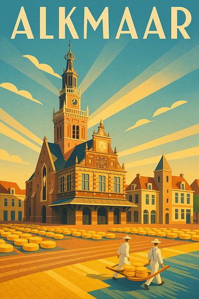 Poster Alkmaar - Art mural du marché aux fromages hollandais par Travel Shop