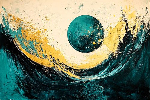 Abstracte planeet en gouden energie