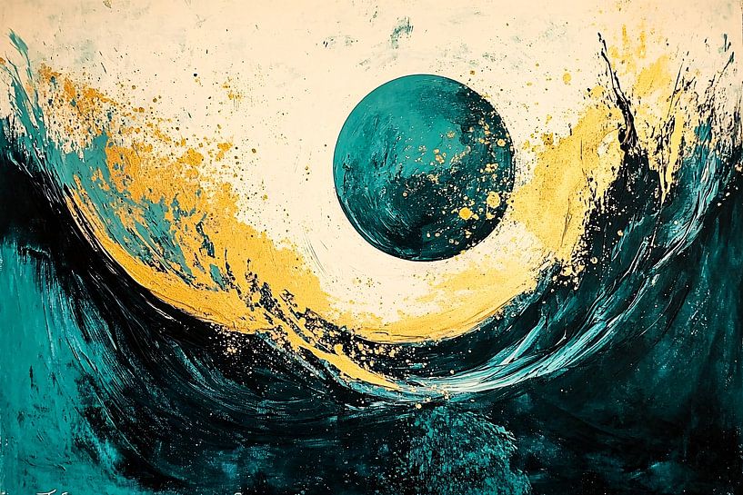 Abstracte planeet en gouden energie van Art & Soul Creations