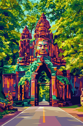 Angkor Wat – WPAP-Pop-Art-Illustration – Metallposter