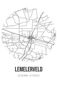 Lemelerveld (Overijssel) | Karte | Schwarz und Weiß von Rezona