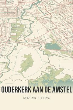 Vintage landkaart van Ouderkerk aan de Amstel (Noord-Holland) van MijnStadsPoster