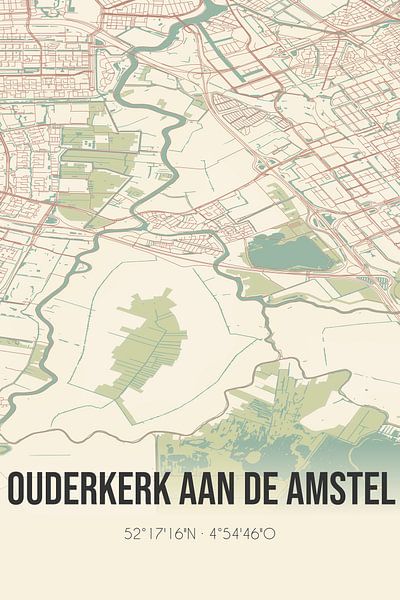 Alte Landkarte von Ouderkerk aan de Amstel (Nordholland) von Ortsdrucke