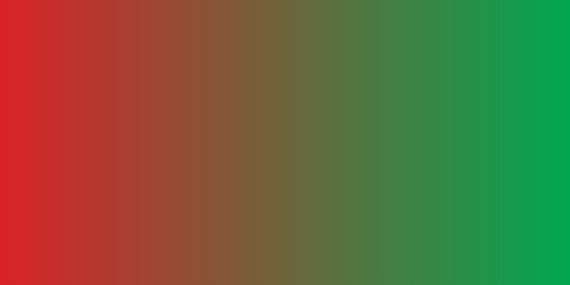 Retro jaren 70 neonkunst. Abstract verloop in rood en groen. van Dina Dankers