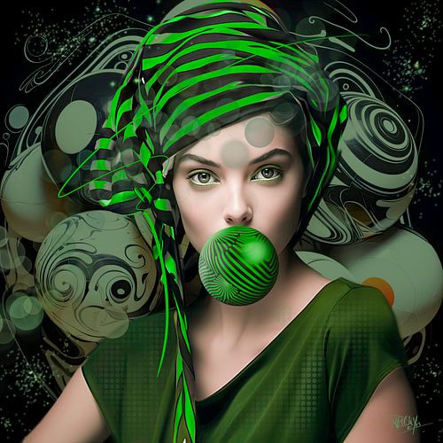 portrait femme Bubblegum rêve géométrique
