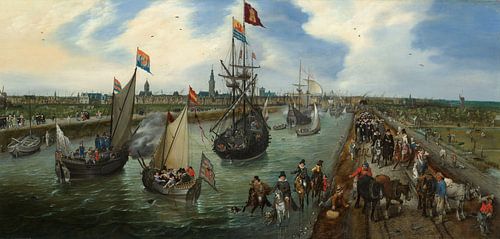 Het vertrek van een hoogwaardigheidsbekleder uit Middelburg, Adriaen Pietersz. van de Venne - 1615