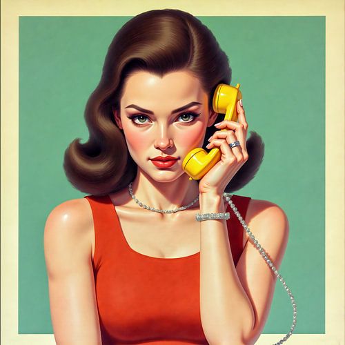 Vintage Glamour Frau mit Telefon von Jan Keteleer